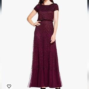 Adrianna Papell Womens Beaded Gown Maxi long dress sz 2